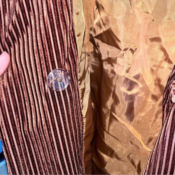 NWT Nasty Gal Striped Ribbed Velvet Say It Blazer Women 10 Button Pockets Lined - Picture 8 of 9